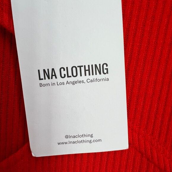 LNA Revolve Cori Knit Top Women 1X Cherry Red Ribbed Sweater Cutout Soft Fitted - Picture 13 of 15